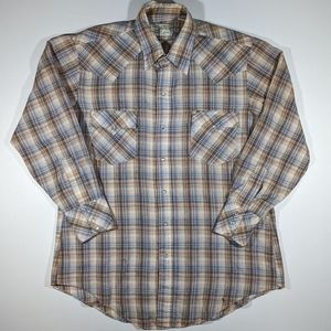 Vintage Silver Spur Pearl Snap Plaid Men's Size Med Long Sleeve Dress Shirt